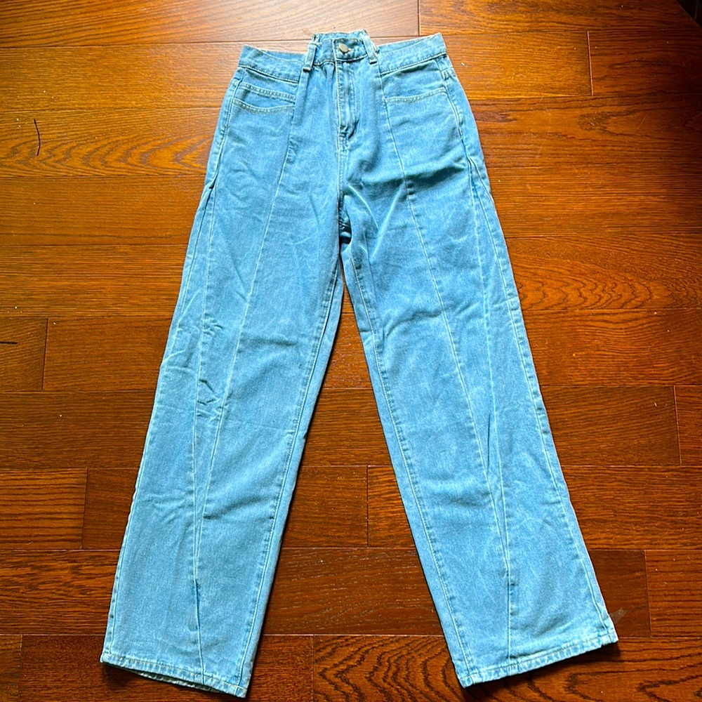 Shein top detailed wide leg jeans